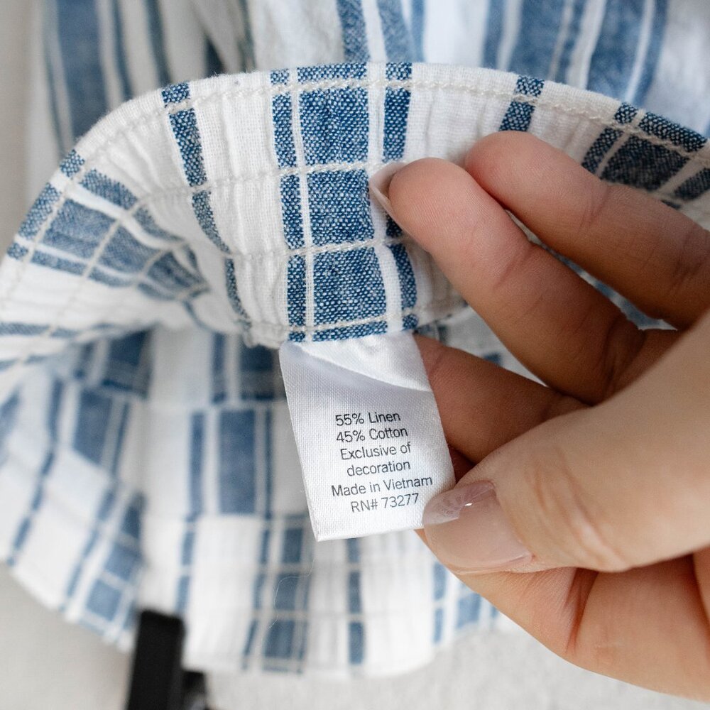 Sonoma XXL Linen Cotton Wide Leg Pants Blue White Stripe Drawstring 30” Inseam - Picture 8 of 9